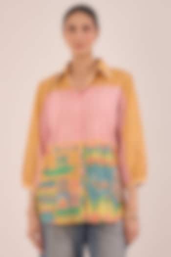 Orange Cotton Scenic Printed Shirt by Shivani Bhargava at Pernia's Pop Up Shop