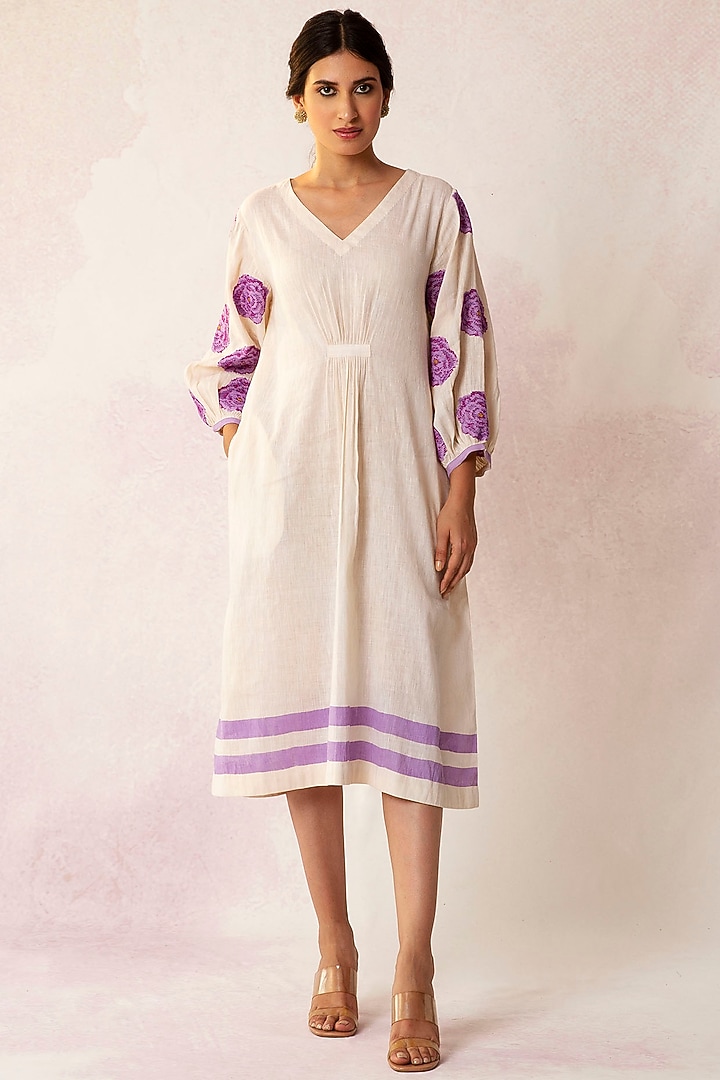 Lilac Embroidered Summer Dress by Shivani Bhargava at Pernia's Pop Up Shop