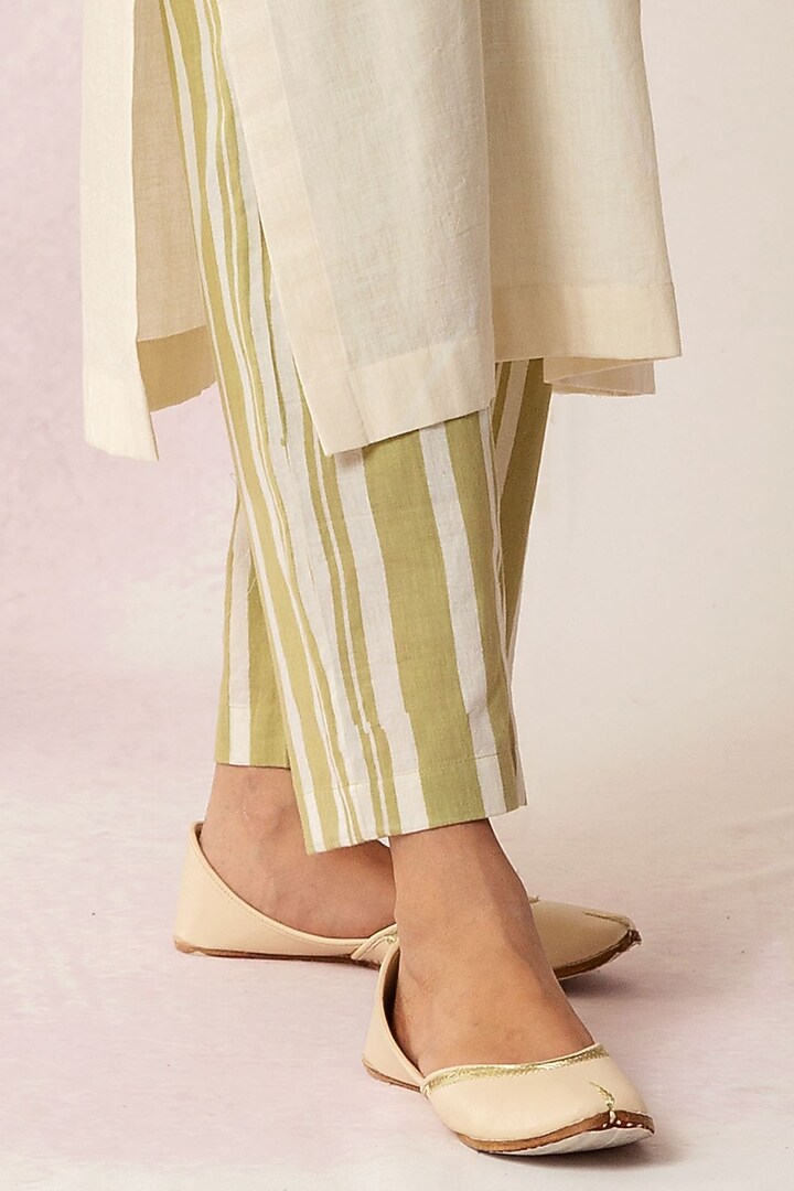 Ombre Olive Green Handloom Khadi Kurta Set by Shivani Bhargava at Pernia's Pop Up Shop