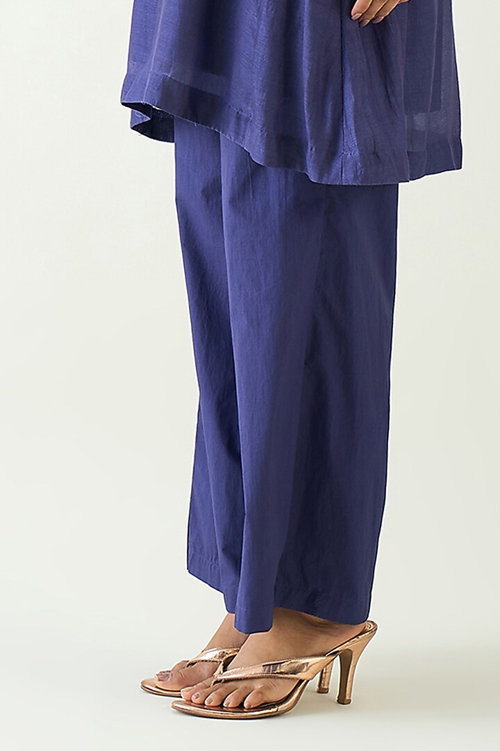 Purple Pure Cotton Silk Hand Embroidered Tunic Set by Shivani Bhargava at Pernia's Pop Up Shop