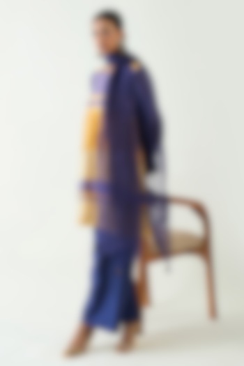 Mustard & Purple Zari Stripe Kurta Set by Shivani Bhargava at Pernia's Pop Up Shop