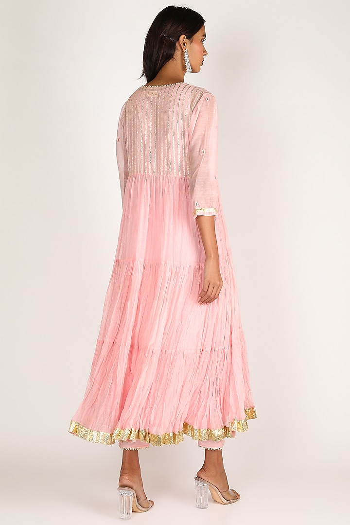 Blush Pink Party Wear Anarkali Set by Shivani Bhargava at Pernia's Pop Up Shop