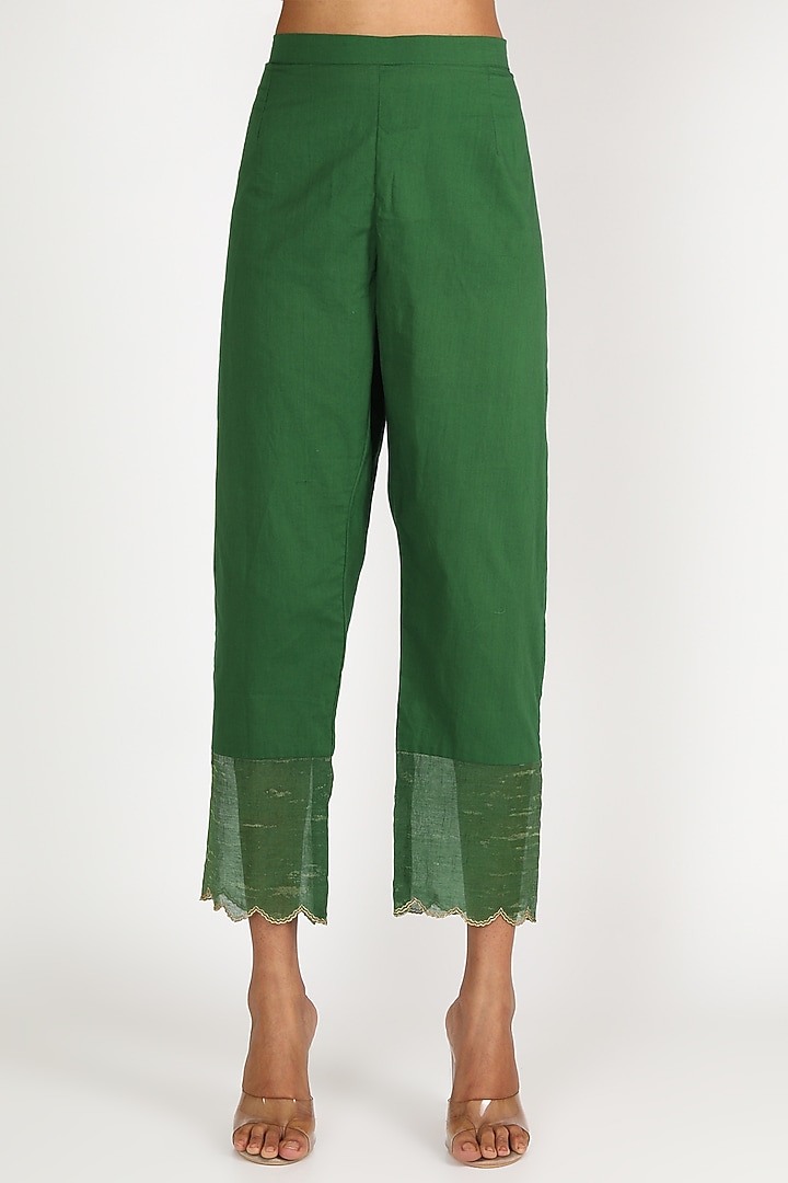 Emerald Green Embroidered Jacket Set by Shivani Bhargava at Pernia's Pop Up Shop