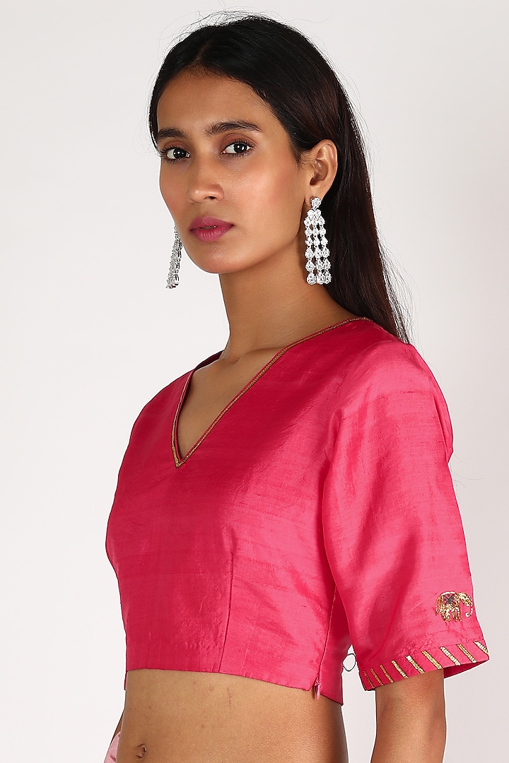 Fuchsia Embroidered Blouse by Shivani Bhargava