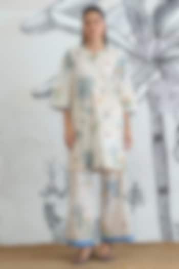 Cream Cotton Digital Printed Co-Ord Set by shivani bhargava at Pernia's Pop Up Shop