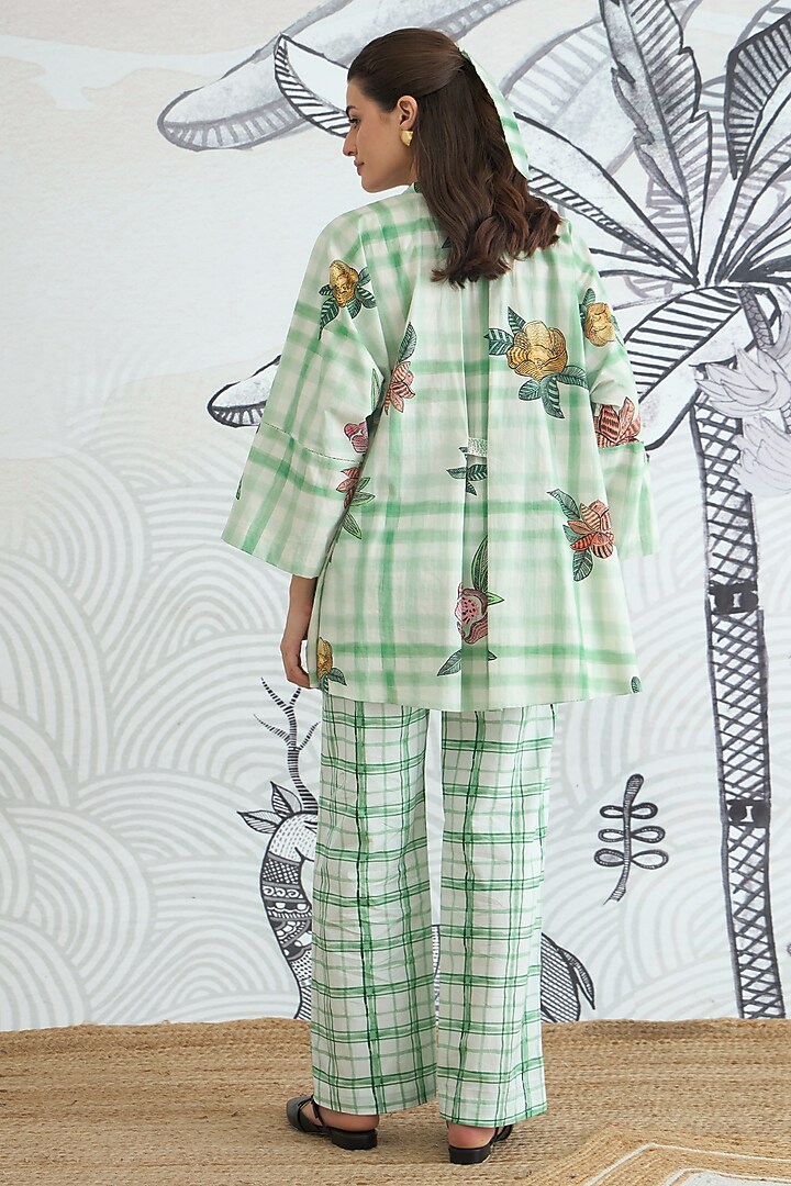 Green Cotton Digital Printed Co-Ord Set by shivani bhargava at Pernia's Pop Up Shop