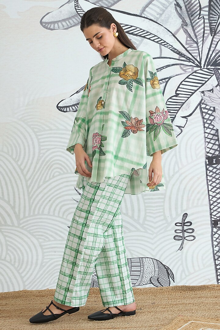 Green Cotton Digital Printed Co-Ord Set by shivani bhargava at Pernia's Pop Up Shop