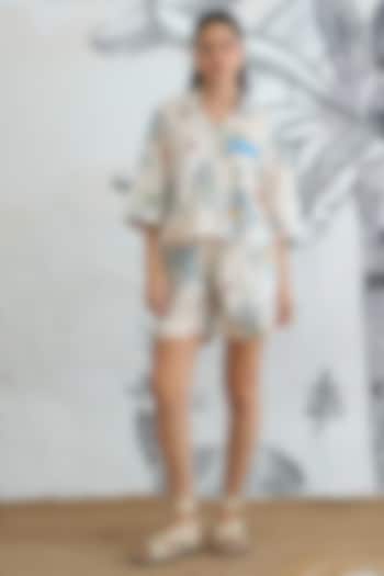 Cream Cotton Digital Printed Co-Ord Set by shivani bhargava at Pernia's Pop Up Shop