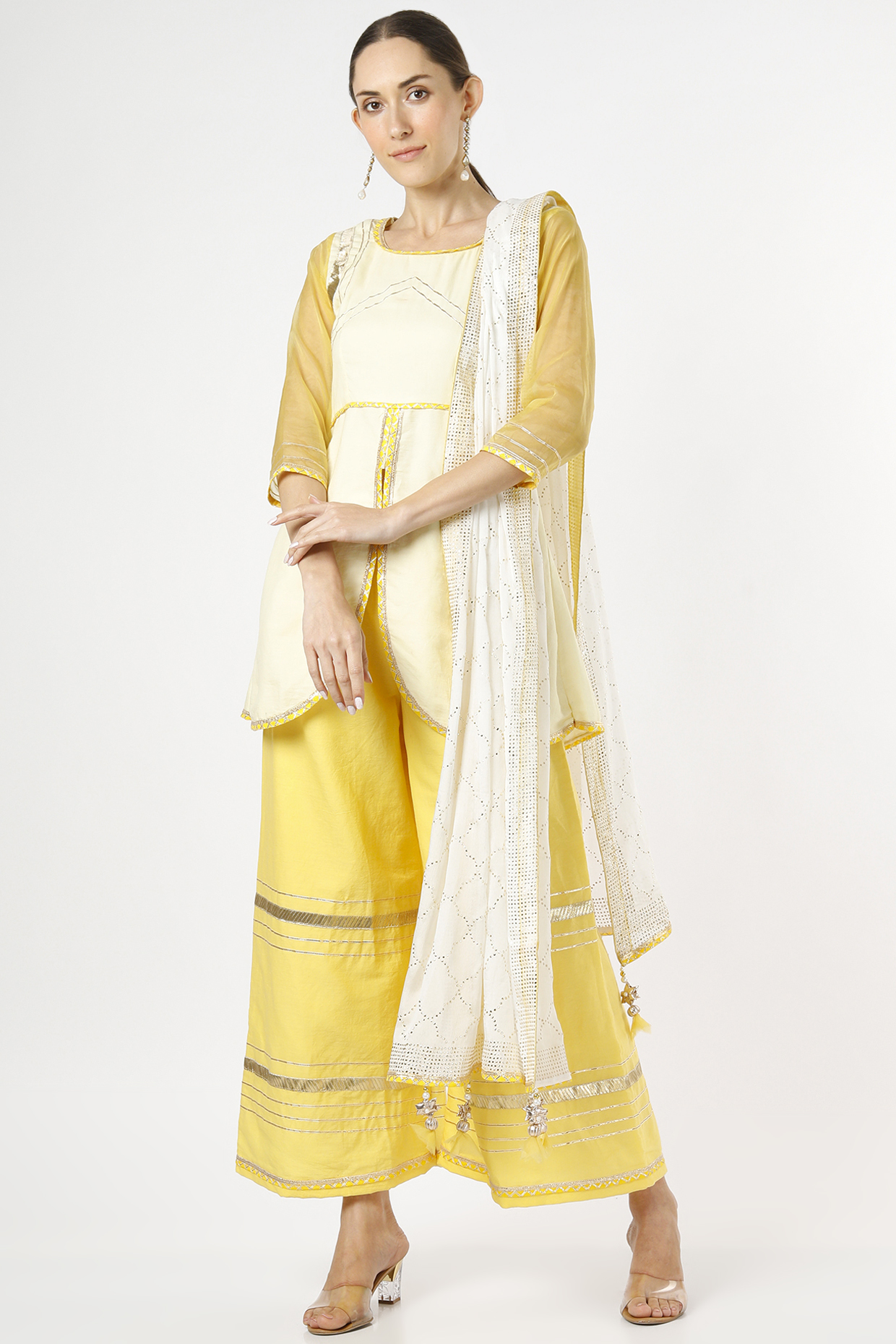 Yellow Embroidered Ombre Pant Set by Aarnya by Richa at Pernia's Pop Up Shop