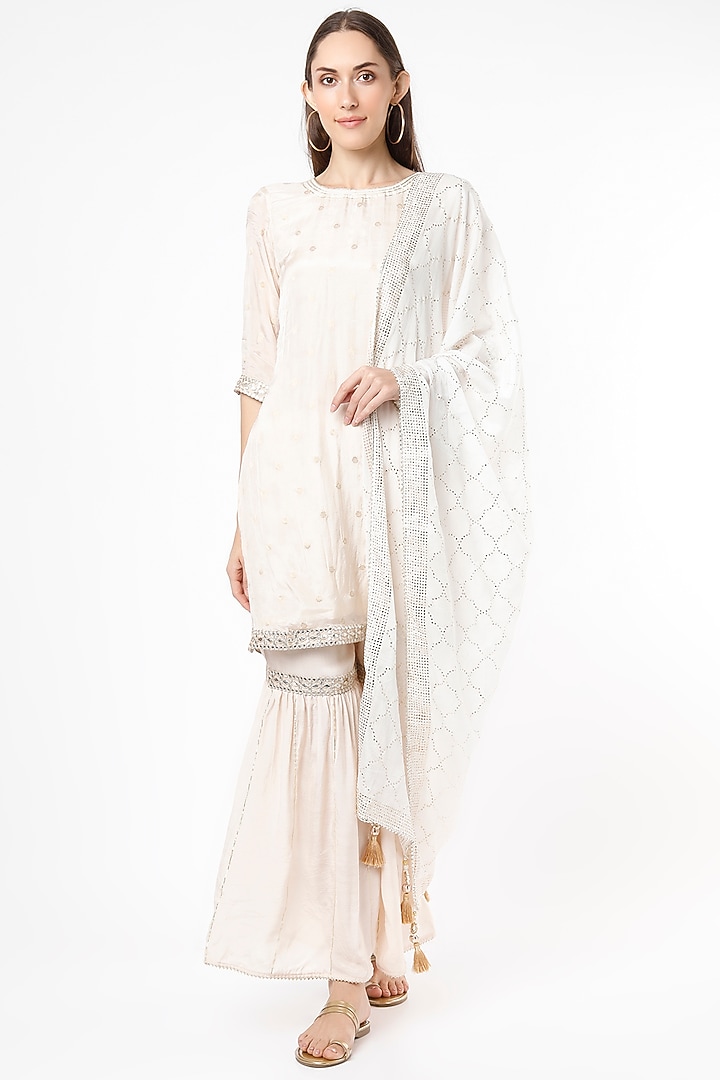 Beige Cotton Silk Gharara Set by Aarnya by Richa at Pernia's Pop Up Shop