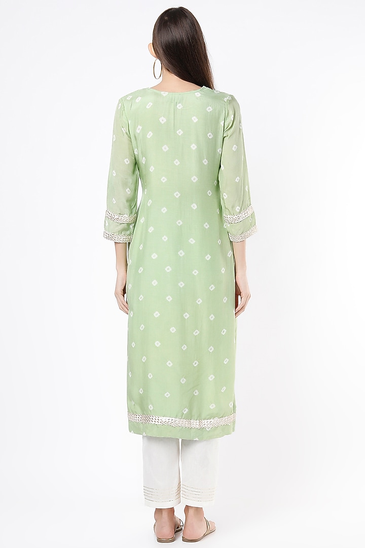 Pista Green Printed & Embroidered Kurta Set by Aarnya by Richa at Pernia's Pop Up Shop