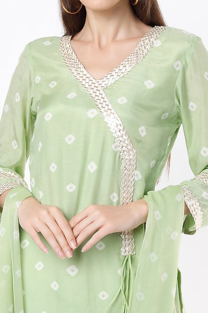 Pista Green Printed & Embroidered Kurta Set by Aarnya by Richa at Pernia's Pop Up Shop