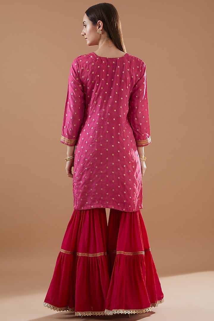 Red Muslin Sharara Set by Aarnya by Richa at Pernia's Pop Up Shop