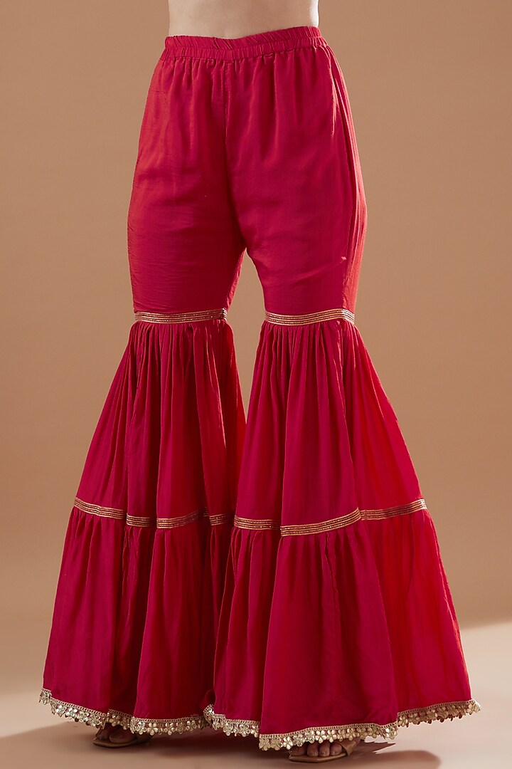 Red Muslin Sharara Set by Aarnya by Richa at Pernia's Pop Up Shop