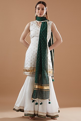 Ivory Muslin Sharara Set by Aarnya by Richa