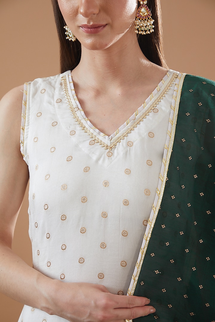 Ivory Muslin Sharara Set by Aarnya by Richa at Pernia's Pop Up Shop