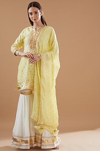 White Chanderi Sharara Set by Aarnya by Richa
