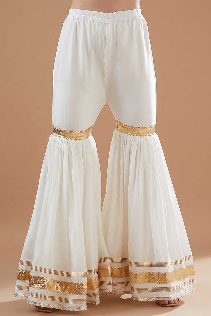 White Chanderi Sharara Set by Aarnya by Richa at Pernia's Pop Up Shop
