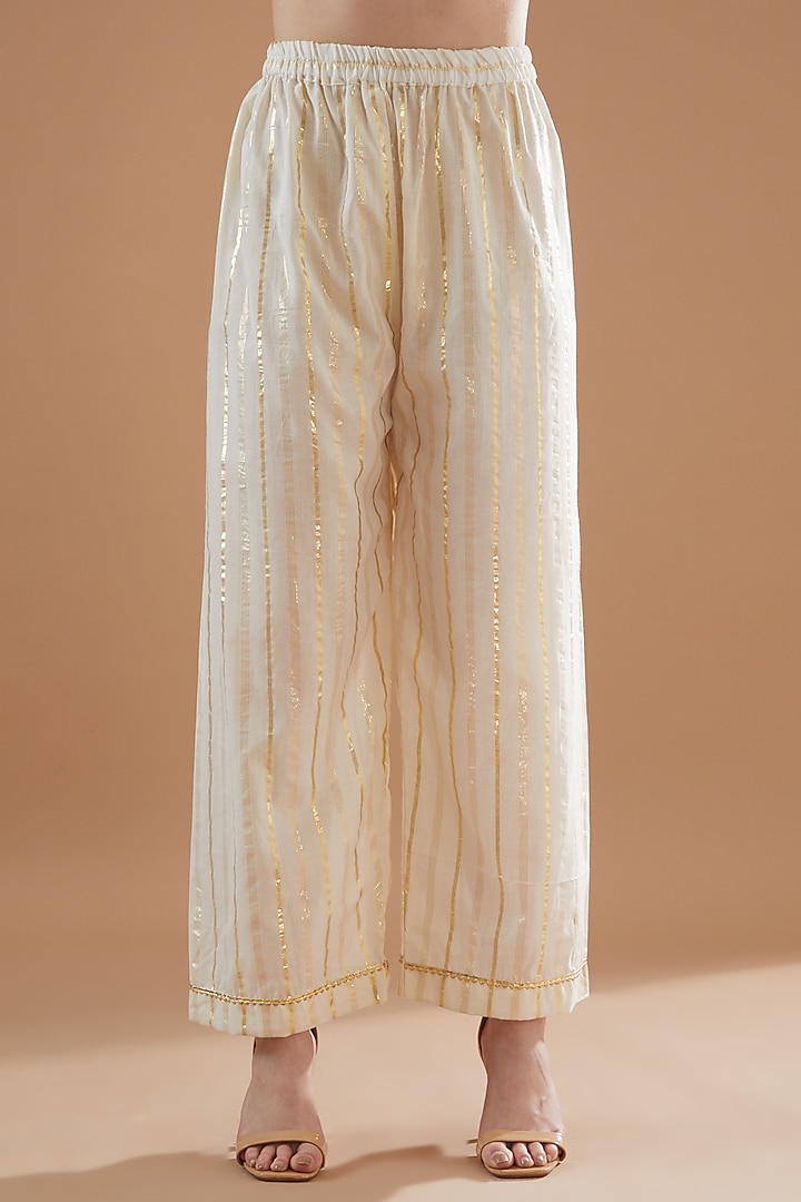 Yellow Cotton Lurex Embroidered Anarkali Set by Aarnya by Richa at Pernia's Pop Up Shop