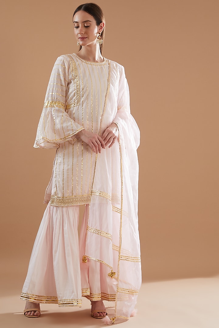 Blush Pink Cotton Sharara Set by Aarnya by Richa