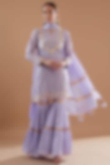 Lilac Cotton Sharara Set by Aarnya by Richa