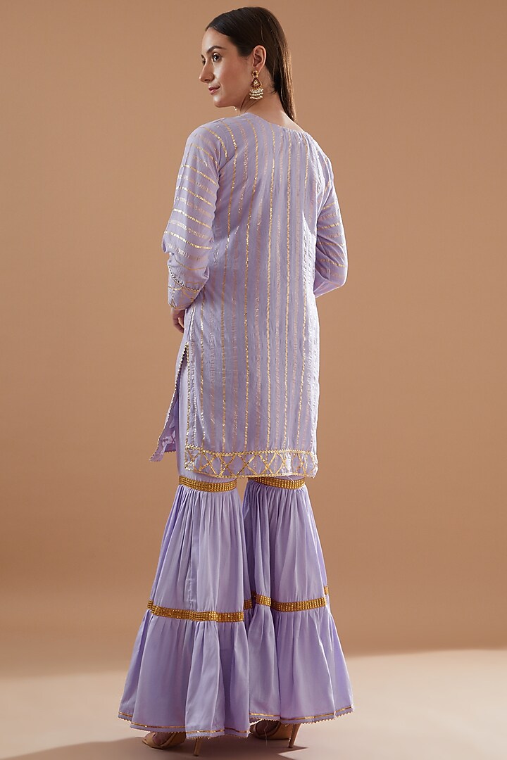 Lilac Cotton Sharara Set by Aarnya by Richa at Pernia's Pop Up Shop
