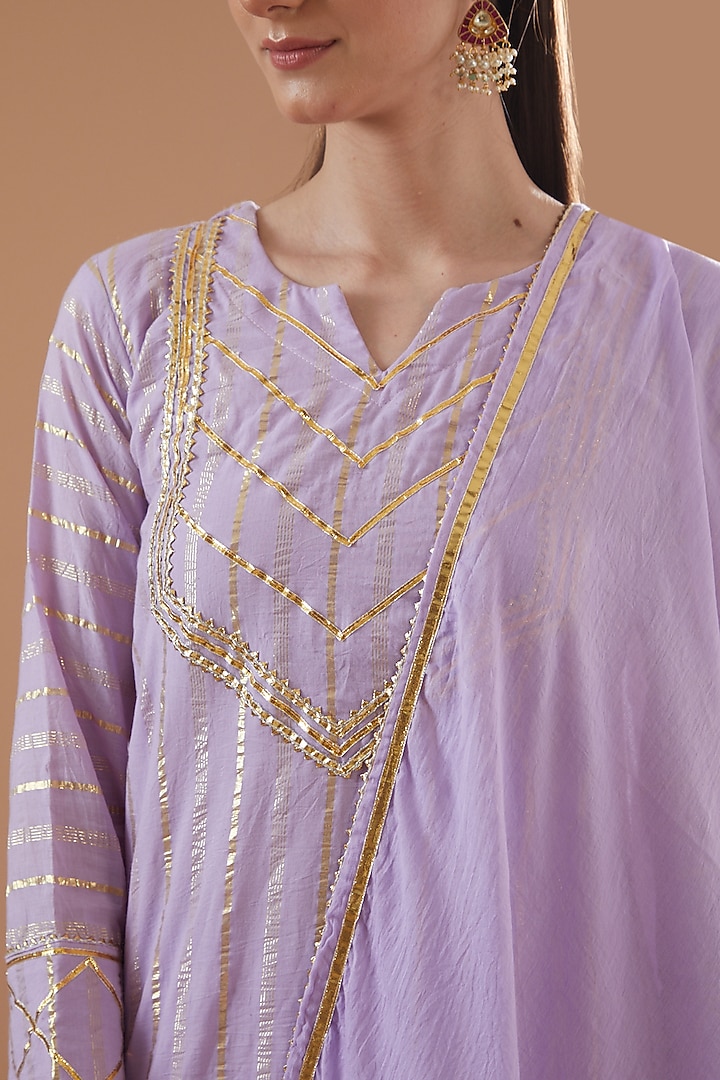 Lilac Cotton Sharara Set by Aarnya by Richa at Pernia's Pop Up Shop