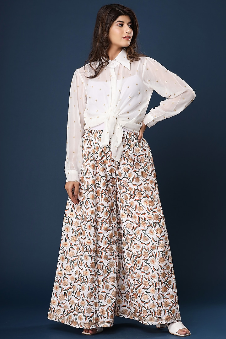 Orange Printed Palazzo Pant Set by Aarnya by Richa at Pernia's Pop Up Shop