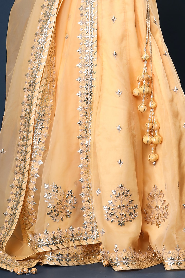 Pale Yellow Gota Embroidered Wedding Lehenga Set by Aarnya by Richa at Pernia's Pop Up Shop