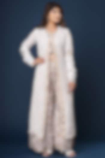 White Printed Pant Set by Aarnya by Richa at Pernia's Pop Up Shop