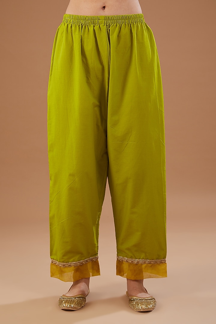Lime Green Chanderi Shibori Printed Anarkali Set by Aarnya by Richa at Pernia's Pop Up Shop