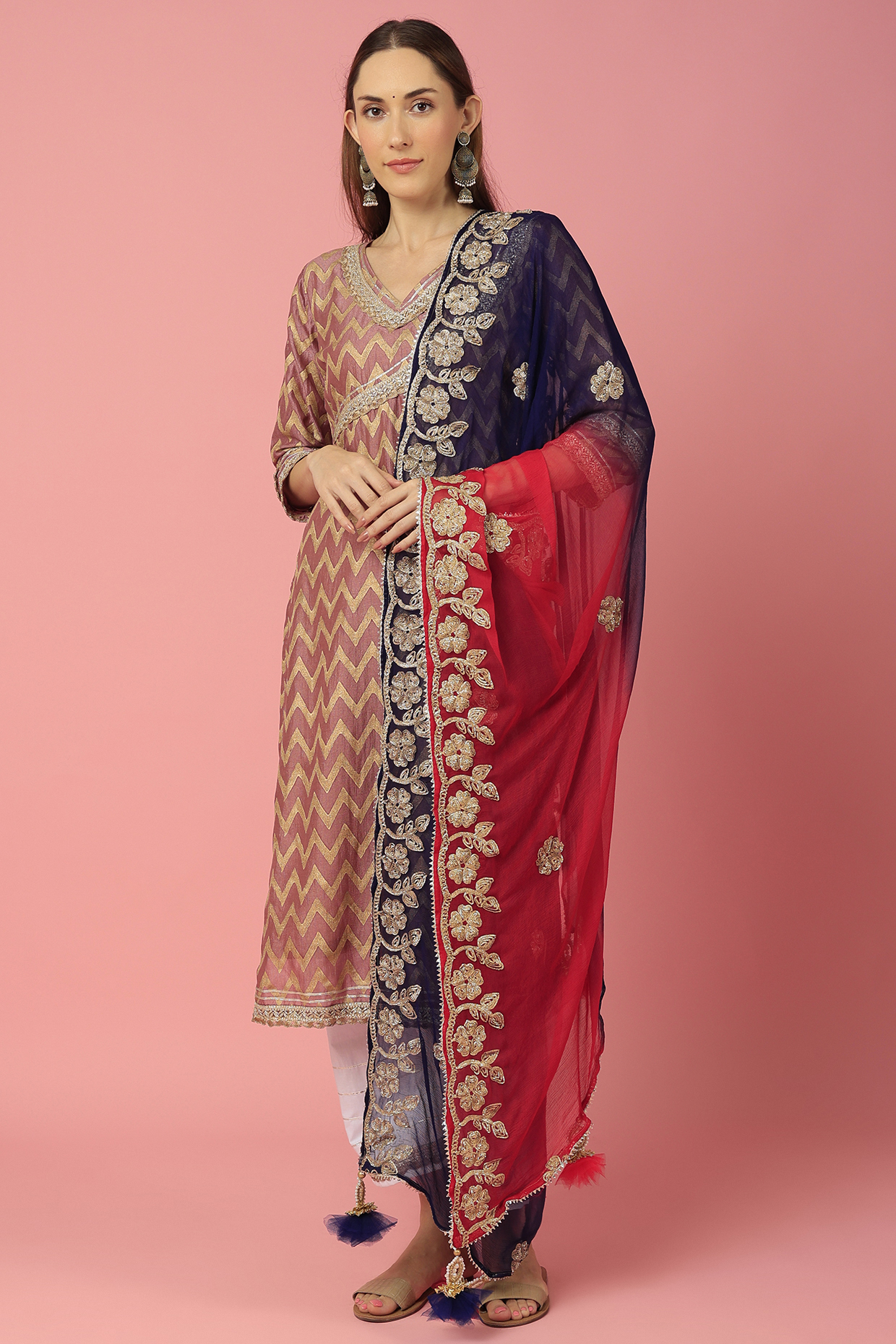 Onion Pink Printed Kurta Set by Aarnya by Richa at Pernia's Pop Up Shop
