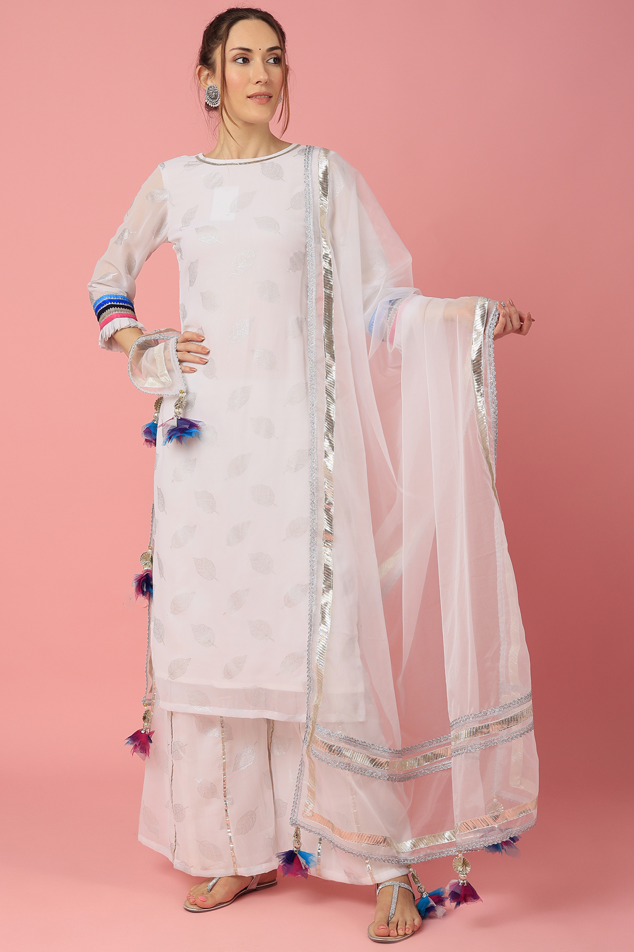 White Printed Kurta Set by Aarnya by Richa at Pernia's Pop Up Shop