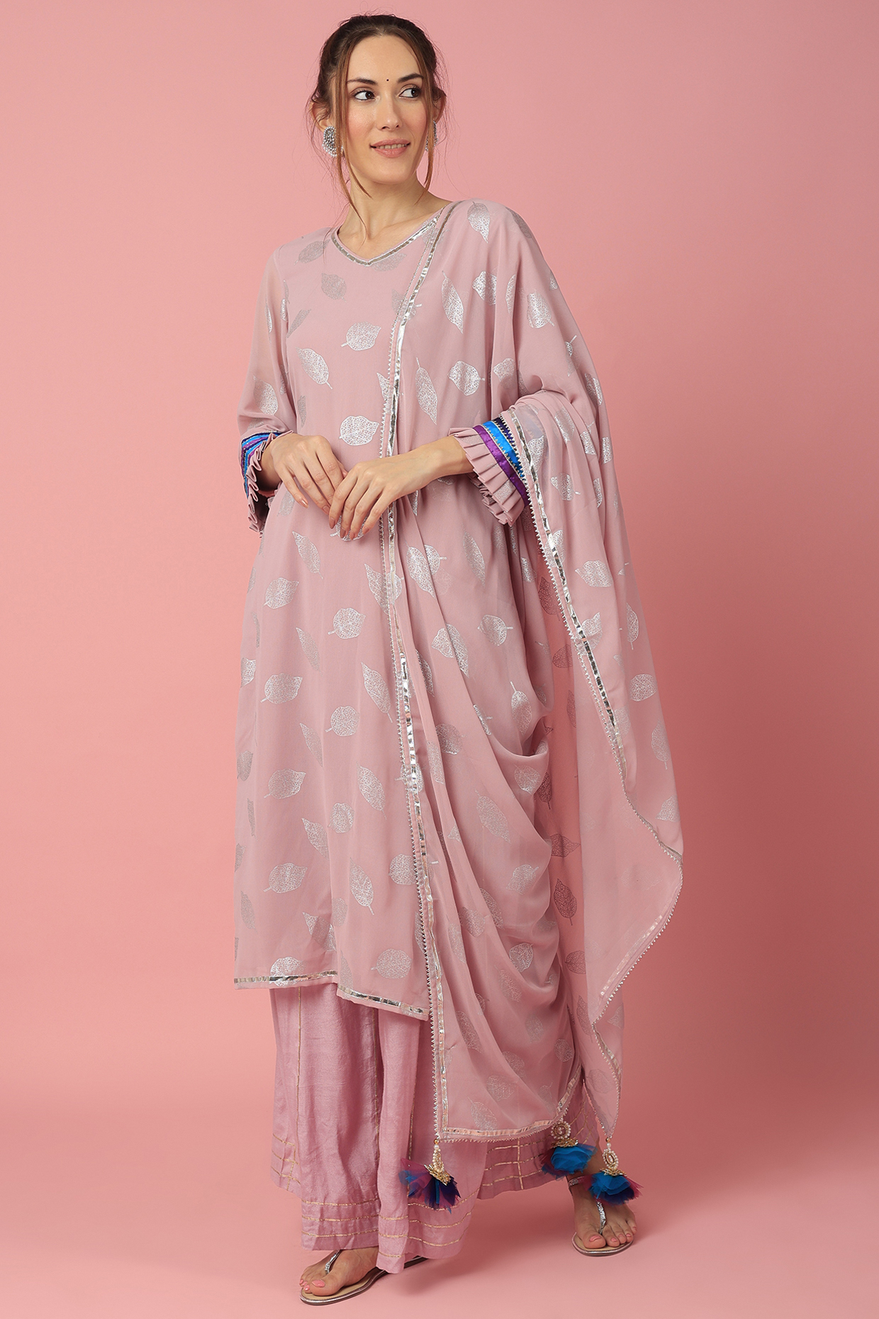Mauve Printed Kurta Set by Aarnya by Richa at Pernia's Pop Up Shop