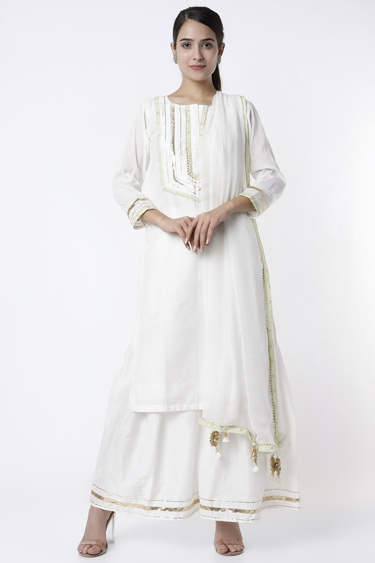 White Cotton Sharara Set by Aarnya by Richa at Pernia's Pop Up Shop
