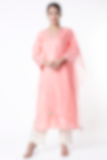 Peach Gota Hand Embroidered Kurta Set by Aarnya by Richa at Pernia's Pop Up Shop