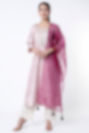 Pastel Lavender Aari Embroidered Kurta Set by Aarnya by Richa at Pernia's Pop Up Shop