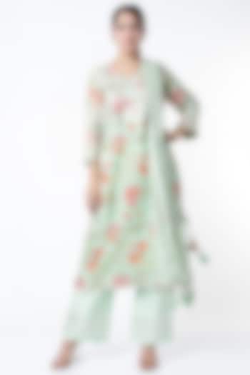 Sea Green Gota Embroidered Kurta Set by Aarnya by Richa at Pernia's Pop Up Shop