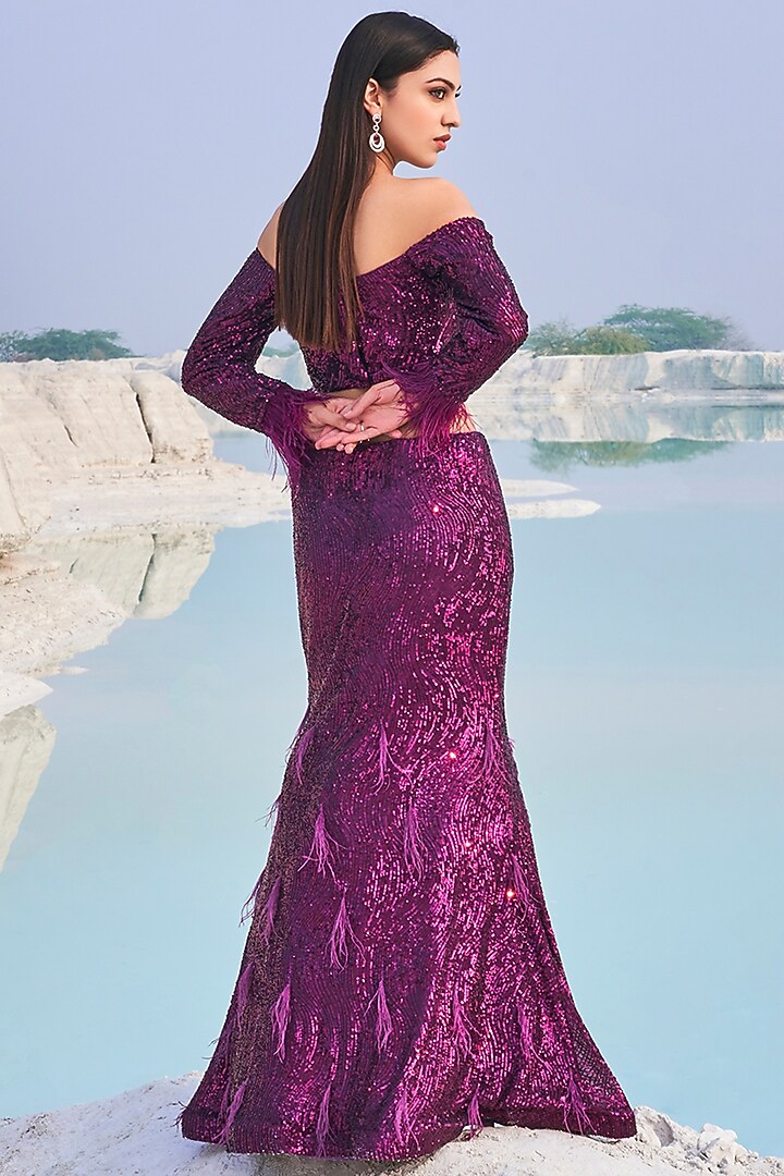 Purple Maharani Net Co-Ord Set by Aakansha Singhal at Pernia's Pop Up Shop