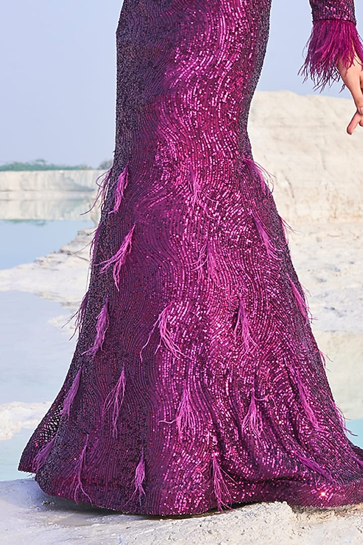 Purple Maharani Net Co-Ord Set by Aakansha Singhal at Pernia's Pop Up Shop