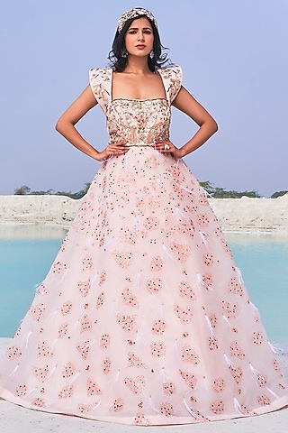 Victorian White Embroidered Gown by Aakansha Singhal