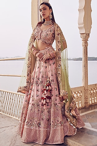 Pink Embroidered Lehenga Set by Aakansha Singhal