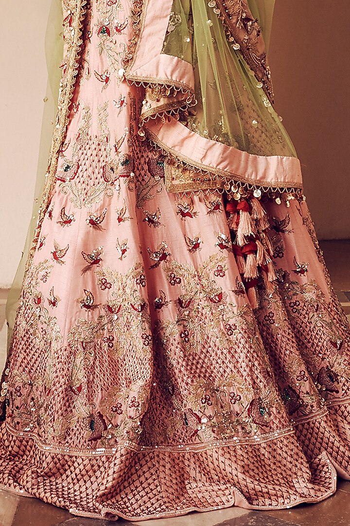 Pink Embroidered Bridal Lehenga Set by Aakansha Singhal at Pernia's Pop Up Shop