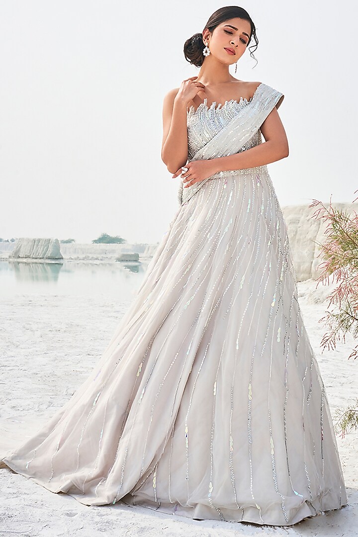Ivory Embellished Gown by Aakansha Singhal