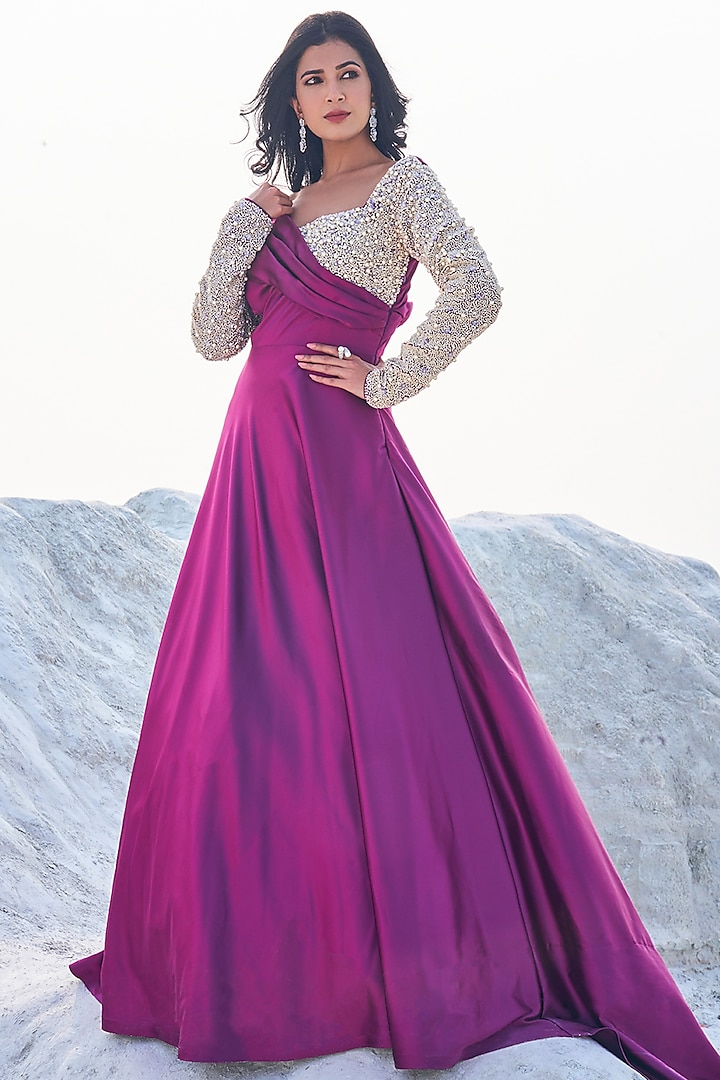 Primrose Pink Embellished Gown by Aakansha Singhal