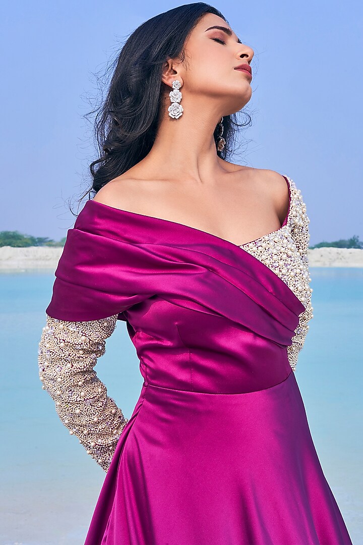 Primrose Pink Embellished Engagement Gown by Aakansha Singhal at Pernia's Pop Up Shop