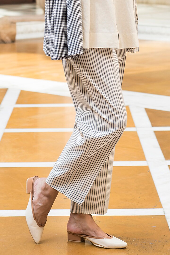Off White Striped Pants by Aavidi at Pernia's Pop Up Shop