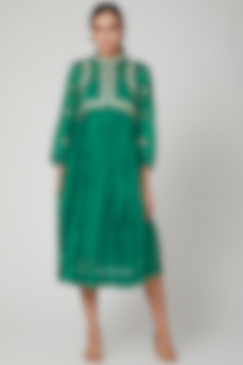 Emerald Green Embroidered Dress by Aavidi