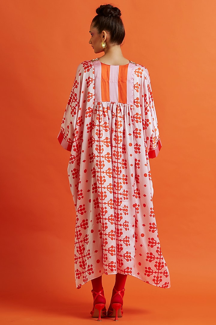 Pink & Orange Printed Kaftan by Aavidi at Pernia's Pop Up Shop