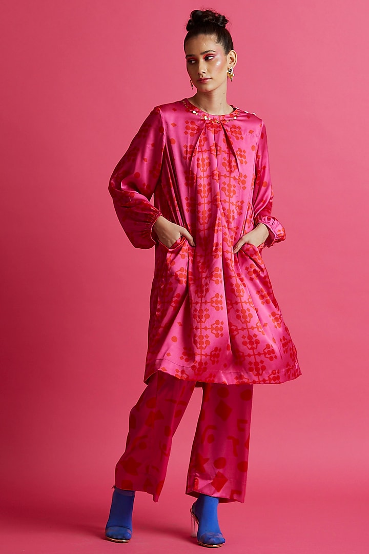 Fuchsia Printed Co-Ord Set by Aavidi at Pernia's Pop Up Shop